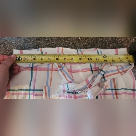 NWT $69 Women's WAYF Multi Colored Checker Linen Blend Summer Shorts Belt Size M - Picture 9 of 10